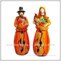 ceramic man and wife halloween candle holder